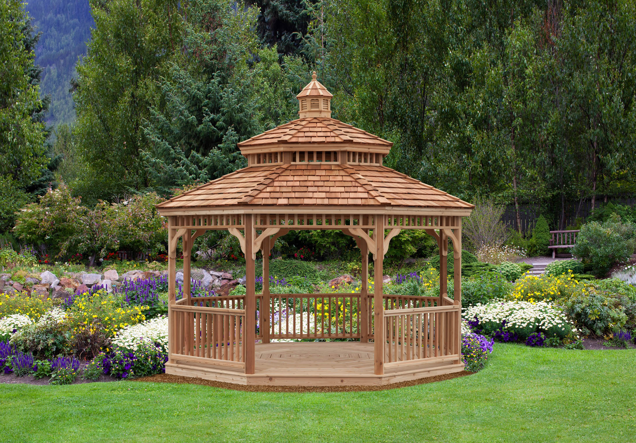 世界の家具大百科 & GAZEBO 14' Octagon Cedar Gazebo - Gazebo Joe's